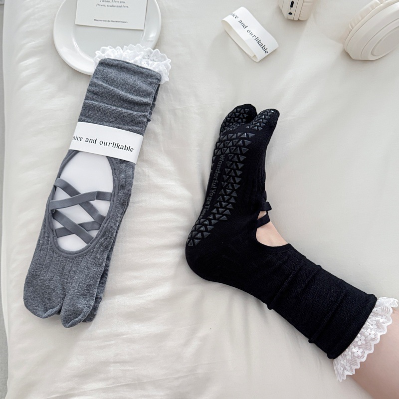 Lace Trim Split Toe Yoga Socks - Medias Para Pilates Y Yoga recension och pris